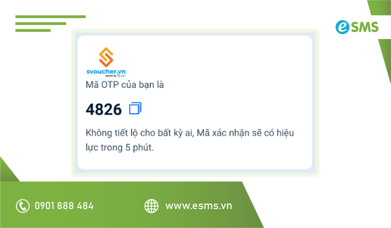 Mẫu tin ZNS OTP thực tế gửi mã xác thực qua Zalo minh họa otp là gì trong giao dịch doanh nghiệp