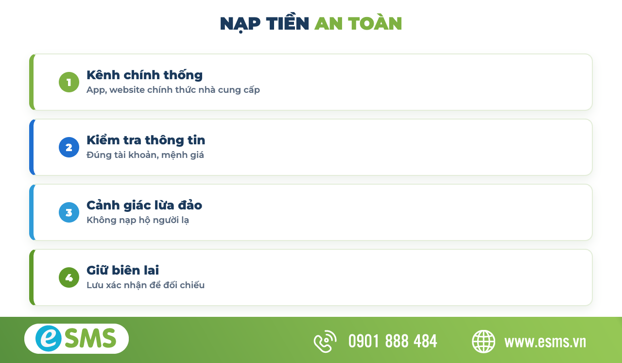 Lưu ý để nạp tiền top up an toàn, tránh lừa đảo