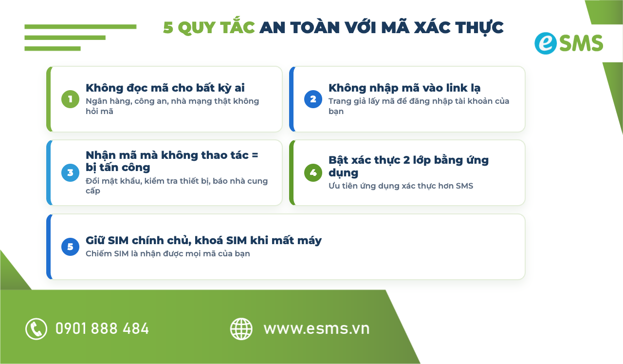 5 quy tắc an toàn với mã xác thực
