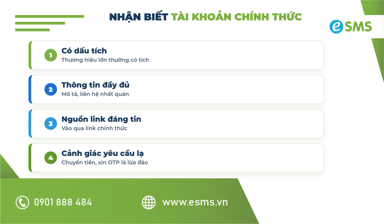 Cách nhận biết tài khoản Zalo chính thức qua dấu tích